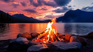 Tranquil Fire Sounds 🔥 Cozy Bonfire by the Lake for Sleep