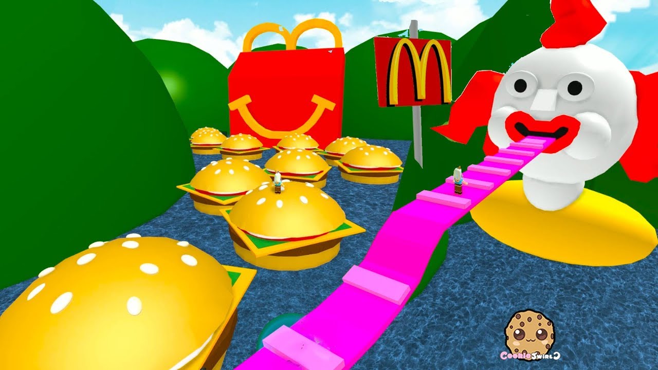 Giant Happy Meal Burgers Roblox Mcdonalds Obby Fast Food Restaurant Online Game Video Vtomb - lol surprise obby random roblox worlds cookie swirl c game