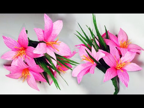 Rain Lily Flower [2020] Easy way to make Rain Lily Flower with Crepe Paper | Crepe Paper Craft Idea!