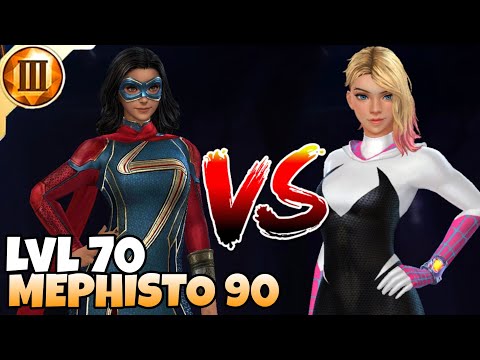 ROT CHANGE..!! SPIDER-GWEN vs MEPHISTO STAGE 90 | KAMALA KHAN Comparison | MARVEL Future Fight | mff