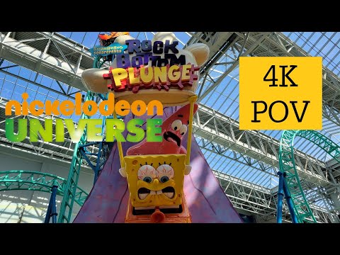 On-ride point of view of SpongeBob SquarePants Rock Bottom Plunge