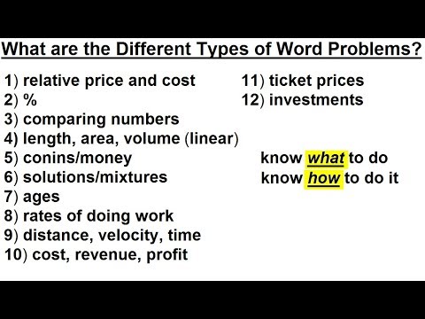 Algebra Ch 2 Word Problem 1 of 46 What is the Key to Solving Word Problems