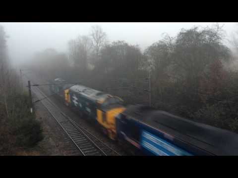 DRS 37419, BR Blue 37403 and DRS 37405 power under Bargate Lane on 0Z25