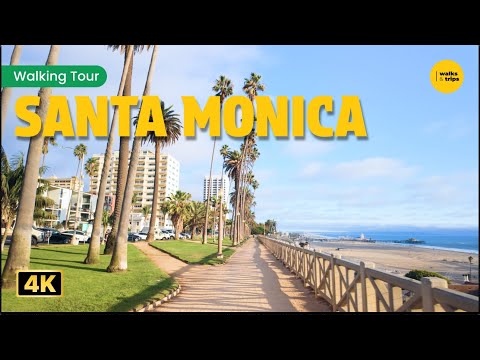Santa Monica 4K Walking Tour – Palisades Park to Santa Monica Pier | Oceanfront Walk