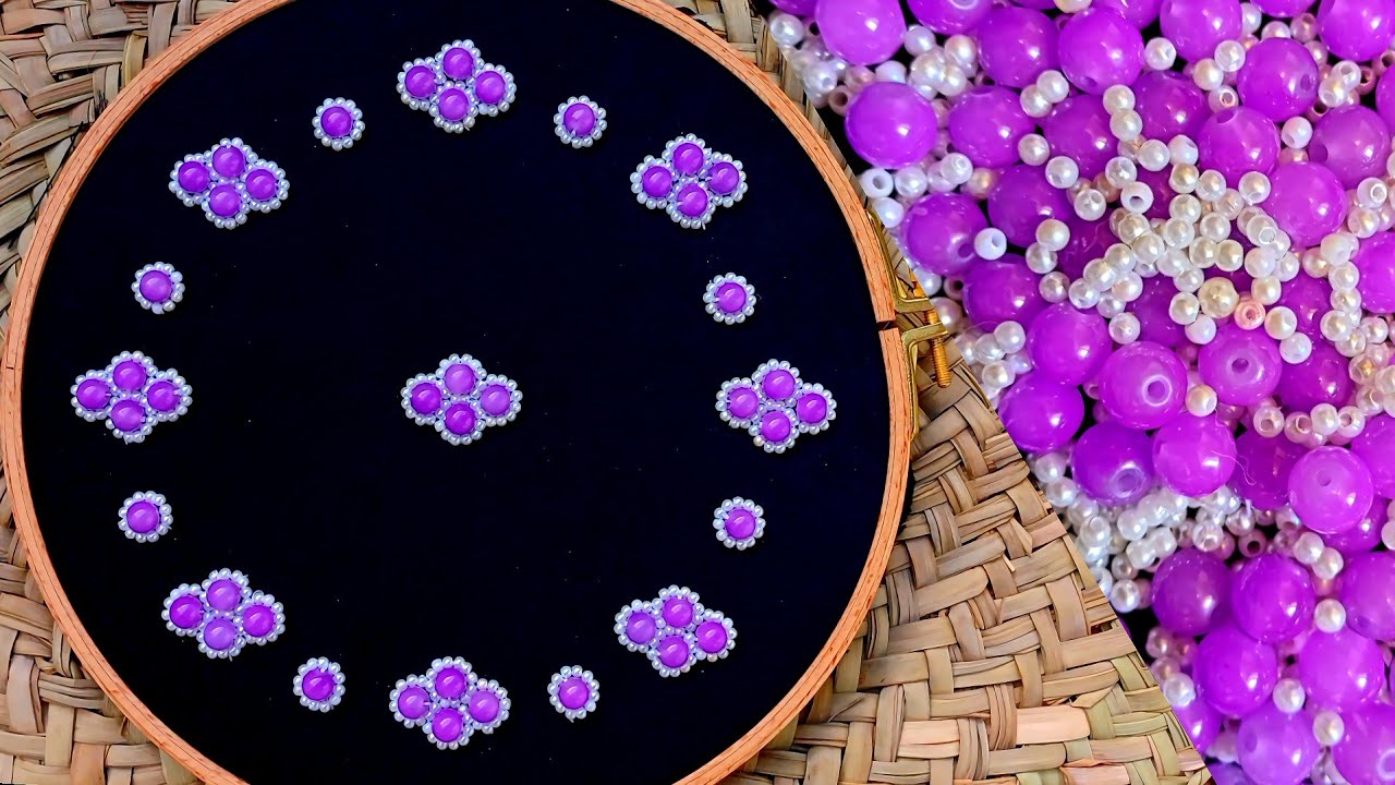 Designing and sewing a sample of flowers to decorate clothes in jewelry embroidery#DIY