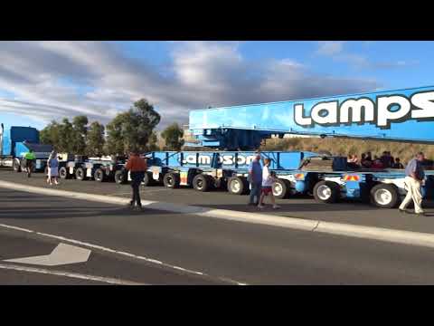 Superload in Geelong. Giant transformer being transported through Geelong to a wind farm