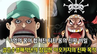 [원피스 1064화 떡밥분석]악마의 열매 3개를 먹을 수 있는 티치 몸의 비밀 그리고 검은수염해적단의 잠입한 아오키지의 진짜 목적