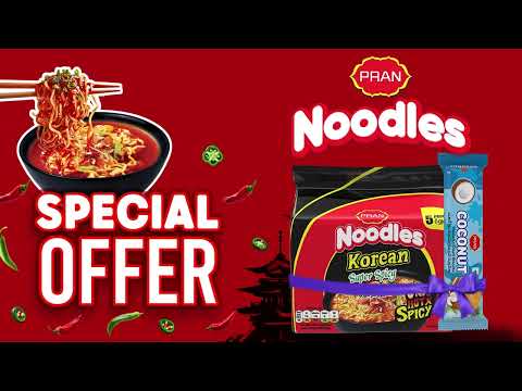 Special Offer | Buy 5 pcs PRAN Noodles Korean Super Spicy & Get A PRAN Cream Biscuit