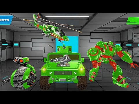 Multi Robot Car Transform Game 21: Robot Army Tank Helicopter Battle #2 - Android Gameplay