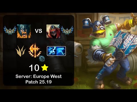 Olaf Jungle vs Zed - EUW Challenger - Patch 25.19