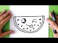 HOW TO DRAW A CUTE WATERMELON - SUPER EASY - BY RIZZO CHRIS