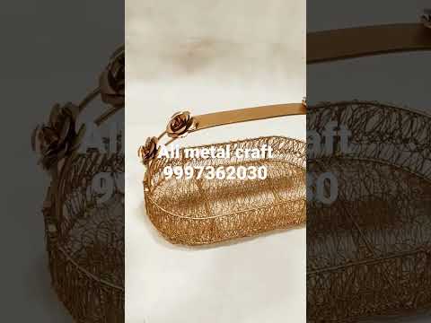 Golden iron wire mesh basket, size/dimension: 16x8 inch