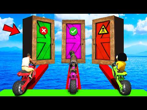 SHINCHAN AND FRANKLIN TRIED THE IMPOSSIBLE CHOOSE THE RIGHT DOOR PARKOUR CHALLENGE GTA 5