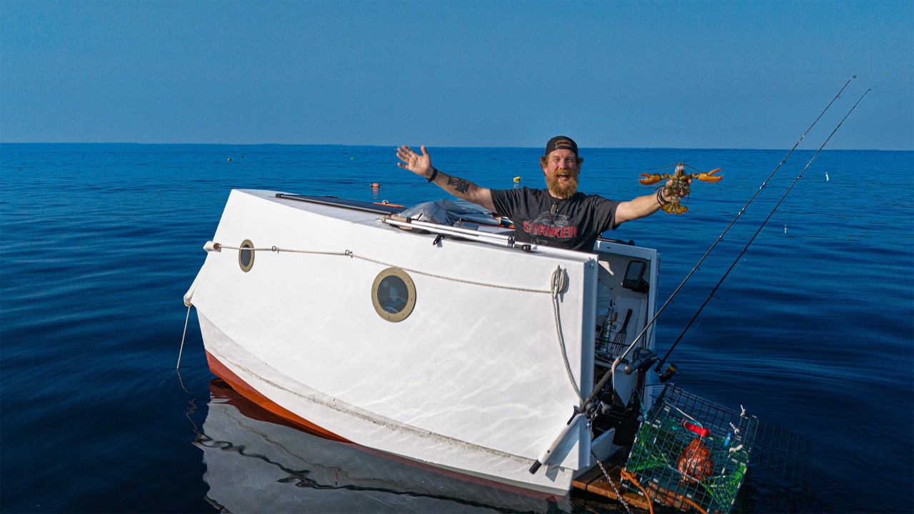 I Built and spent 4 days on the water in the world's tiniest houseboat