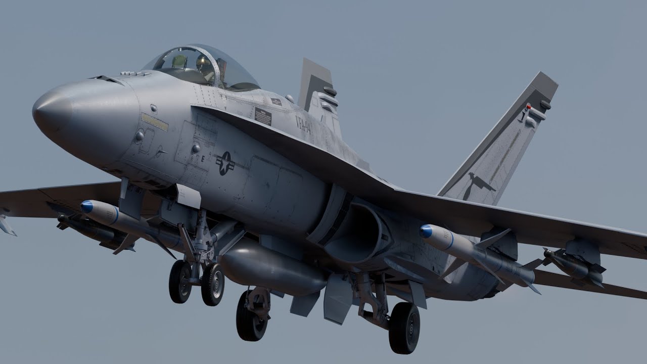 F18 Hornet - With Cocpit - Fully Rigged - Changeable decal and text 3D Model