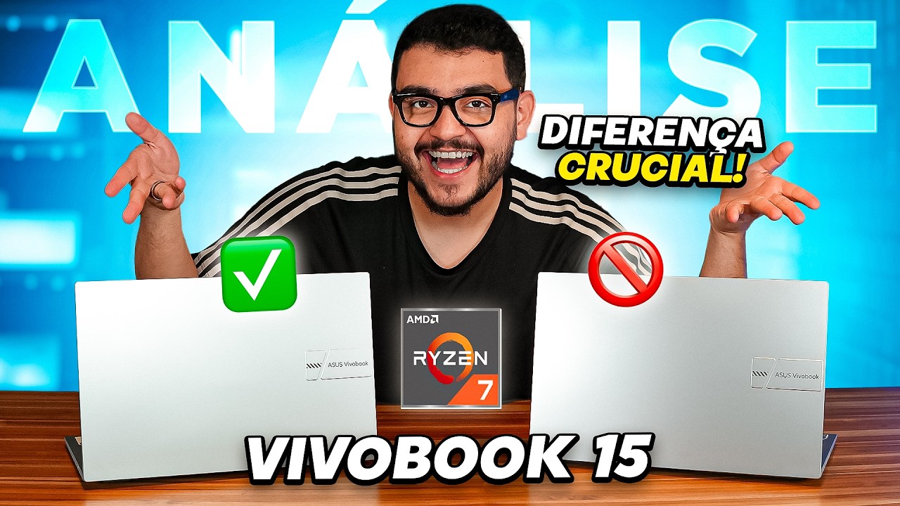 Miniatura da avaliação em vídeo de Notebook ASUS Vivobook 15 M1502YA AMD Ryzen 7 5825U 8GB RAM SSD 512GB 15,6" FHD