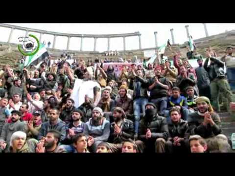 كلمة الشيخ عصمت العبسي في مظاهرة جمعة "ثورة الكرامة" في المدرج الأثري في بلدة بصرى الشام في ريف درعا