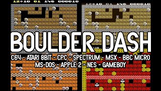 Boulderdash comparison / C64, Atari 8-Bit, CPC, Spectrum, Msx, BBC Micro, DOS, Apple 2, SNES, GBA