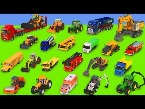 Tractor, Excavator, Garbage Trucks, Fire Truck & Police Cars Toy Vehicles for Kids