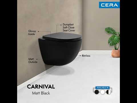 Cera carnival rimless matt black wall hung ewc