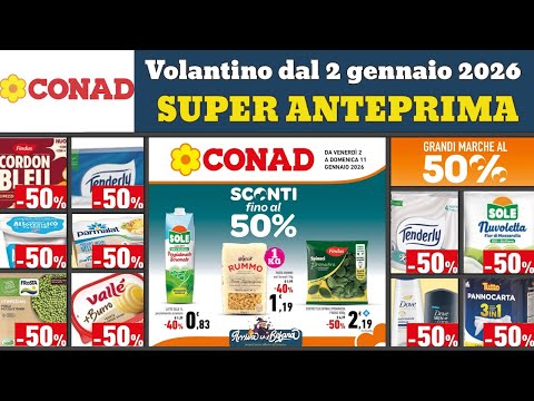volantino CONAD dal 2 gennaio 2026 ✅ #anteprima Sconti fino 50% 🔥 offerte e promozioni