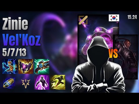 Zinie Mid Vel'Koz vs Lucian lol KR solo rank Full Game 15.24 | Zinie 벨코즈 vs 루시안