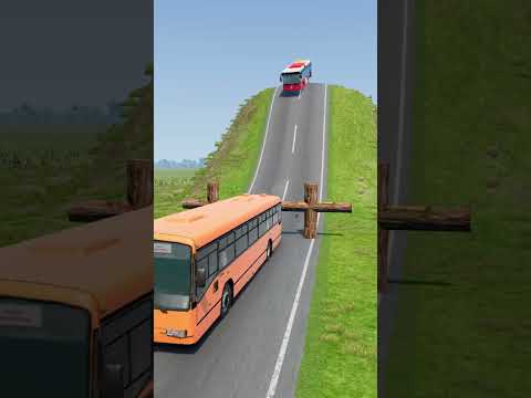 busses & semi trucks vs log trap -beamng.drive #534