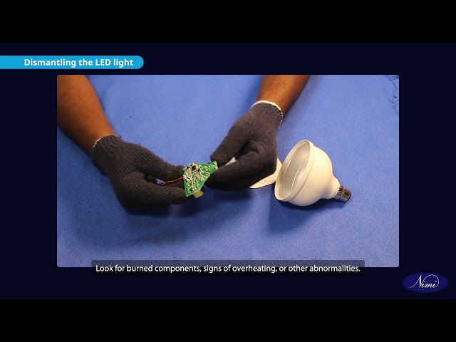 Dismantle the LED light,demonstrate the connections of LEDs stacks