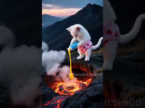 🌋Volcano Erupts, Kitten Saves the City with Fluffy Hair!😭🔥