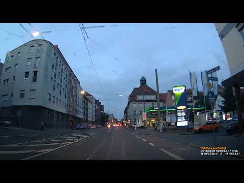 D: Nürnberg. Fahrt vom Bahnhof bis zur Stadtgrenze auf der B14 in Richtung Lauf. April 2018