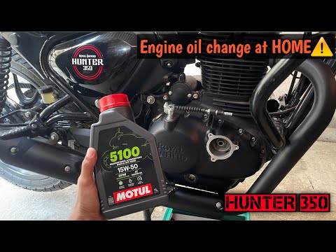 Hunter 350 engine oil change at home 🏠 | motul 5100  15W 50  for hunter 350