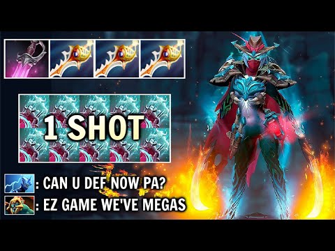 ONE MAN ARMY 1 Shot Delete Everything Khanda + 3x Divine Rapier PA vs Megacreeps WTF Comeback Dota 2
