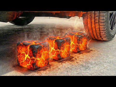 🌋 Crushing Experiment Lava & Magma Blocks vs Car! Crushing Crunchy & Smoky Things!