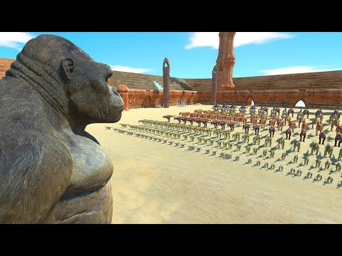 King Kong vs 100x Carnivore Dinosaurs x T-rex - Spinosaurus - Animal Revolt Battle Simulator
