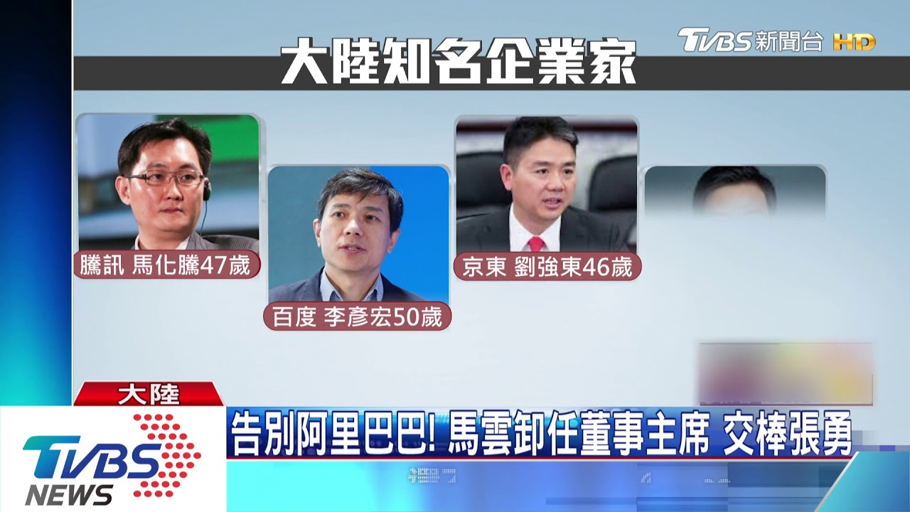 告別阿里巴巴!馬雲卸任董事主席 交棒張勇