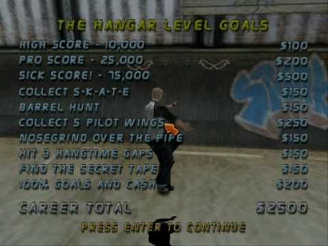 Tony Hawk's Pro Skater 2 - The Hangar 100% in one run