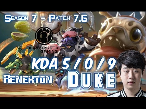 IG Duke RENEKTON vs FIZZ Top - Patch 7.6 KR Ranked