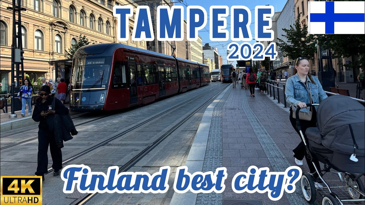 TAMPERE, FINLAND BEST CITY? TAMPERE WALKING TOUR 🇫🇮4K/60fps HDR. ITSENÄISYYDENKATU - KESKUSTORI