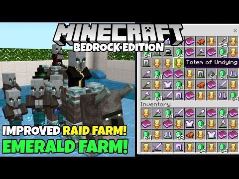 Minecraft Bedrock: Fully AFK RAID FARM! (Improved) 1,500 Emeralds/Hr! Pillager Outpost Farm