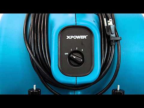 XPOWER P-630HC Air Mover with Handle and Carpet Clamp Video