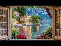 Italian Lake Window View Screensaver 4K Dreamy Coastal Village Reflections For Luxury TV Art