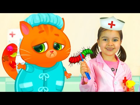 Мультик детская история как Арина попала в игру к котику Бубу и стала доктором | Bubbu заболел