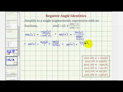 Ex 2 Simplify A Trigonometric Expression Using Negative Angle