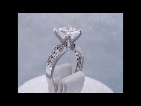 4.05 ctw Princess Cut Diamond Engagement Ring - BigDiamondsUSA