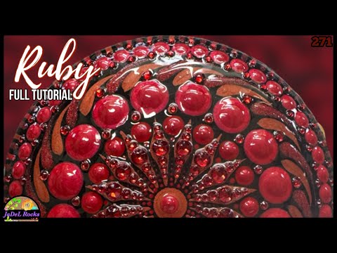 July Birthstone Ruby Dot Art Mandala Rock Painting Tutorial