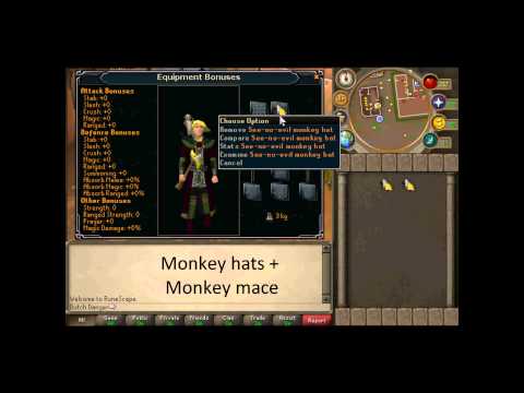 Runescape - All monkey hats || barrel of monkeys || monkey mace || HD
