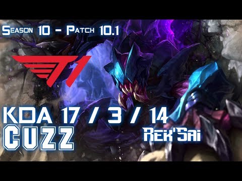 T1 Cuzz REK'SAI vs LEE SIN Jungle - Patch 10.1 KR Ranked