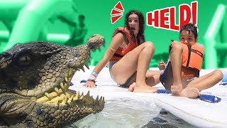 BROMA en el PARQUE ACUÁTICO 💦¡¡CON UN COCODRILO!!