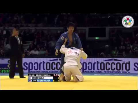Judo Grand Prix Dusseldorf 2015 Bronze -90kg GWAK Dong Han (KOR) vs. NISHIYAMA Daiki (JPN)