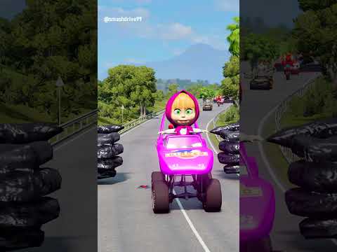 Crazy Cars Crossing Two Giant Venom Fists Bollard & Spider-Man Head Gate in BeamNG.drive
